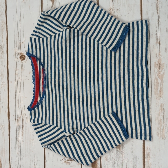 Boden Teal/White Pointelle Shirt 3/4Y - Picture 1 of 6